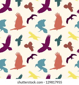 EPS 10 vector file. Colourful birds silhouettes seamless pattern. Raster version available in my portfolio