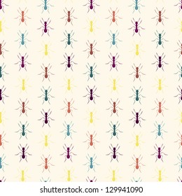 EPS 10 vector file. Colourful ants seamless pattern. Raster version available in my portfolio