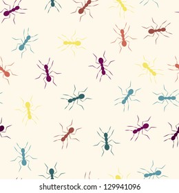 EPS 10 vector file. Colourful ants seamless pattern. Raster version available in my portfolio