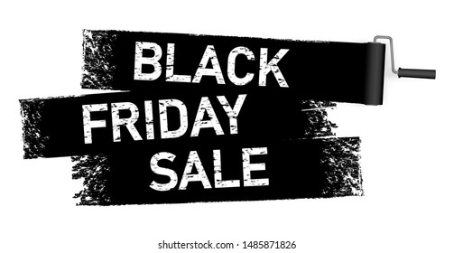 EPS 10 vector file illustration with paint roller in dark color painting text BLACK FRIDAY SALE on white background