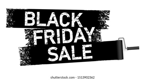 EPS 10 vector file illustration with paint roller in dark color painting text BLACK FRIDAY SALE on white background