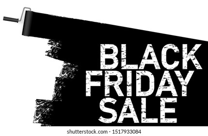 EPS 10 vector file illustration with paint roller in dark color painting text BLACK FRIDAY SALE on white background