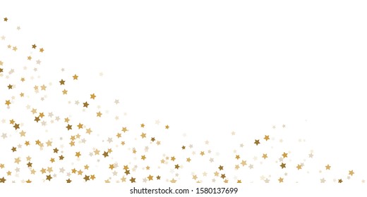 EPS 10 vector file showing seamless falling confetti snow stars bottom left corner background for christmas time colored gold for xmas and new year concepts