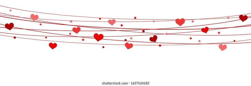 EPS 10 vector file showing hearts on strings background for valentine's day time colored red for mother's day and love concepts
