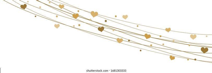 EPS 10 vector file showing hearts on strings background for valentine's day time colored gold for mother's day and love concepts