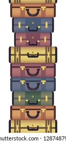 EPS 10 vector file. Vintage suitcases horizontal seamless pattern. Raster version available in my portfolio