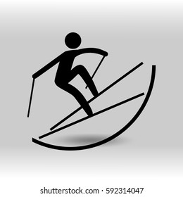 eps 10 vector Freestyle Skiing Halfpipe sport icon. Winter sport activity pictogram for web, print, mobile. Black athlete sign isolated on gray. Hand drawn competition symbol. Graphic design clip art