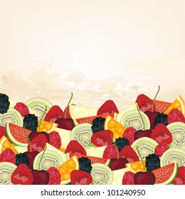 Eps 10 vector - Fresh fruits background with space for text