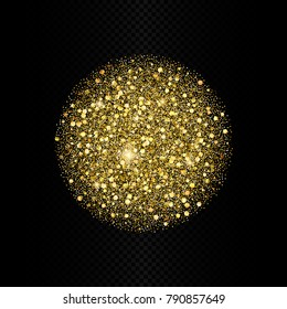 Eps 10 vector gold confetti glitter texture circle isolated on dark transparent background