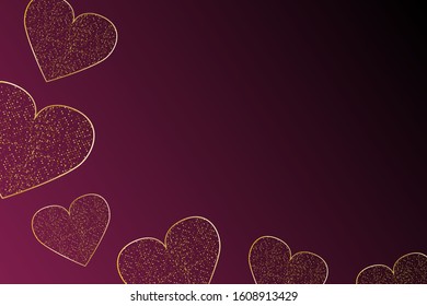 EPS 10 vector. Golden luxury hearts with copy space. Valentines day concept.