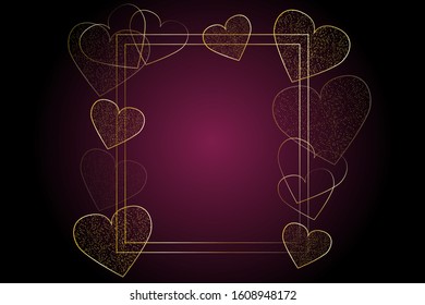 EPS 10 vector. Golden luxury hearts with copy space. Valentines day concept.