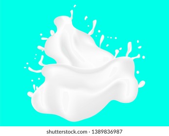 EPS 10 vector. Gradient mesh milk splash on blue background.