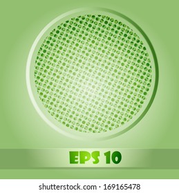 EPS 10. vector green grassy circle on shiny light green background