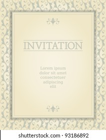 EPS 10 vector greeting card template in vintage style. Elements are grouped and layered for easy editing. Drop shadows are also on separate layers and easy to be removed.