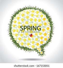 EPS 10 vector, grouped for easy editing. No open shapes or paths. Spring Daisy Speech Bubble Background Template. 