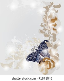 EPS 10 vector  - grunge template with big butterfly and space for text