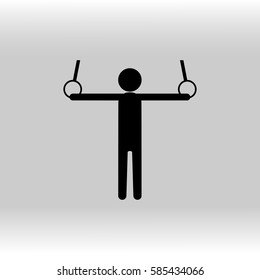 eps 10 vector Gymnastics Still Rings sport icon. Summer sport activity pictogram for web, print, mobile. Black athlete sign isolated on gray. Hand drawn competition symbol. Graphic design clip art