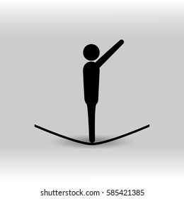 eps 10 vector Gymnastics trampoline sport icon. Summer sport activity pictogram for web, print, mobile. Black athlete sign isolated on gray. Hand drawn competition symbol. Graphic design clip art
