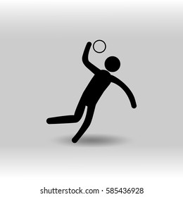 eps 10 vector Handball sport icon. Summer sport activity pictogram for web, print, mobile. Black athlete sign isolated on gray. Hand drawn competition symbol. Graphic design clip art element