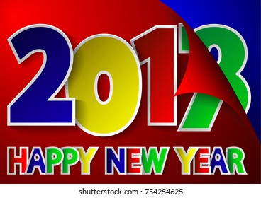 eps 10 vector Happy New Year 2018 calendar cover illustration for web, print, design. Paper cut effect advertising poster with turning page corner. Graphic clip art element, poster, banner, brochure