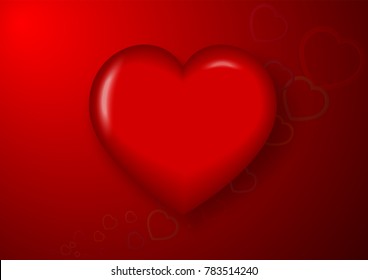 eps 10 vector happy Valentine's Day illustration. 3d red heart isolated on red background. Happy holiday greeting background. Graphic design element mock-up. Template for web, print, design