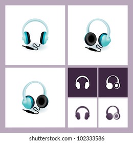 eps 10 vector headphones illustration and icon set