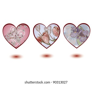 EPS 10 vector - hearts with floral decorations