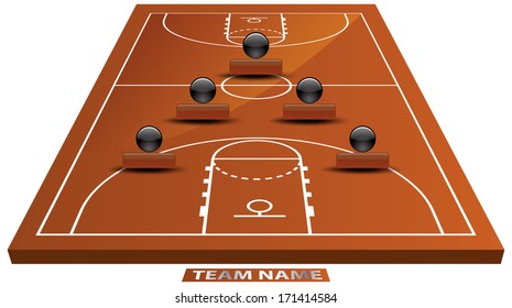 EPS 10 Vector illustration of 3d basketball court.
