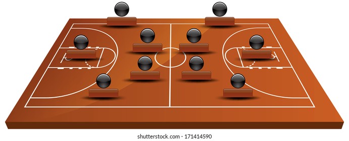 EPS 10 Vector illustration of 3d basketball court.
