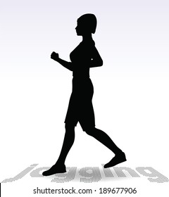 EPS 10 Vector Illustration of Active Jogging Girl or Woman