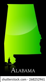 EPS 10 Vector illustration of Alabama green shiny map. Used transparency.
