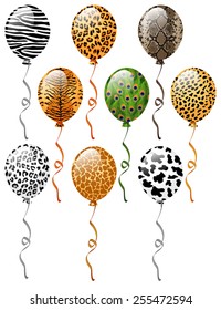 EPS 10 Vector illustration of animal patterns balloons. Used blending modes.