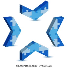 EPS 10 Vector Illustration of arrow icon in puzzle