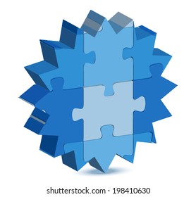 EPS 10 Vector Illustration of badge icon in puzzle