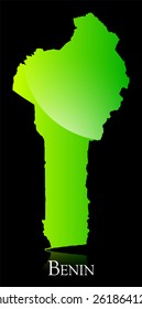 EPS 10 Vector illustration of Benin green shiny map. Used transparency.