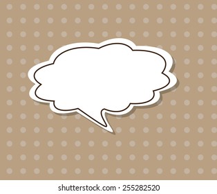 Eps 10 vector illustration of blank empty white speech bubble, talk, speech cloud isolated on dark, black wallpaper background with polka dots. Communication concept.