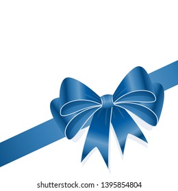 EPS 10 vector illustration of blue colored ribbon bow isolated on white background