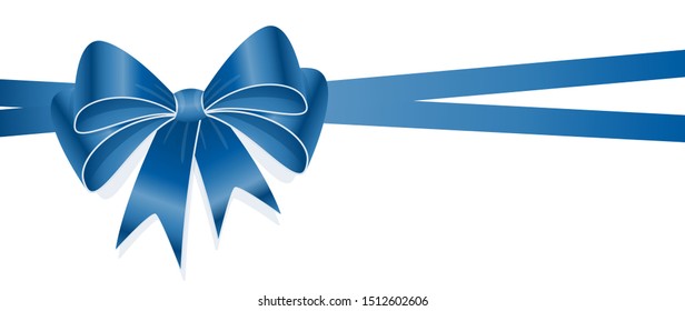 EPS 10 vector illustration of blue colored ribbon bow isolated on white background