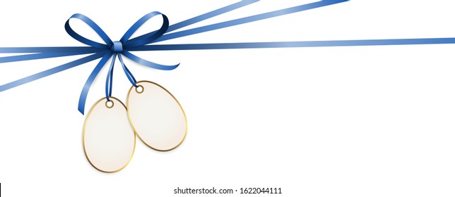 EPS 10 vector illustration of blue colored ribbon bow and gift band isolated on white background