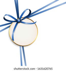 EPS 10 vector illustration of blue colored ribbon bow and gift band isolated on white background