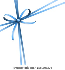 EPS 10 vector illustration of blue colored ribbon bow and gift band isolated on white background