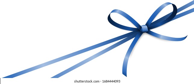 EPS 10 vector illustration of blue colored ribbon bow and gift band isolated on white background