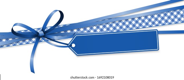 EPS 10 vector illustration of blue colored ribbon bow and gift band isolated on white background