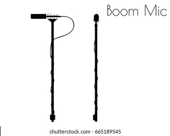 EPS 10 Vector Illustration Of Boom Mic Silhouette On White Background