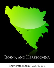 EPS 10 Vector illustration of Bosnia and Herzegovina green shiny map. Used transparency.