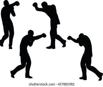 EPS 10 vector illustration of boxer businessman silhouette in black 