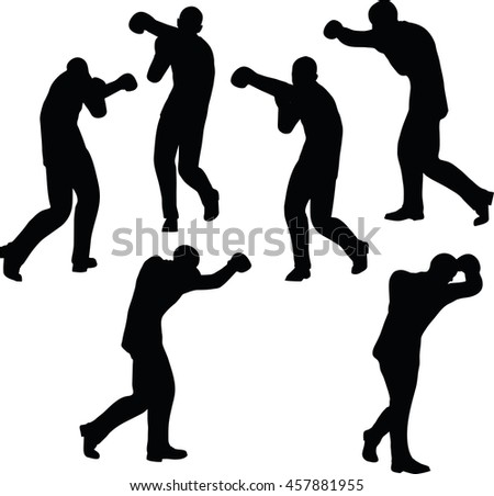 EPS 10 vector illustration of boxer businessman silhouette in black 