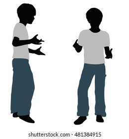 EPS 10 vector illustration of boy silhouette in Intimate Talk Pose