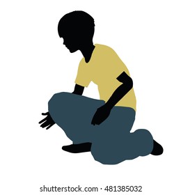 EPS 10 vector illustration of boy silhouette in Playing Pose