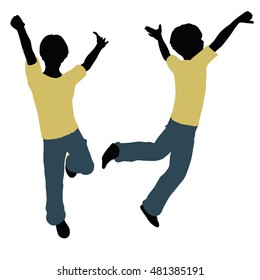 EPS 10 vector illustration of boy silhouette in Playing Pose